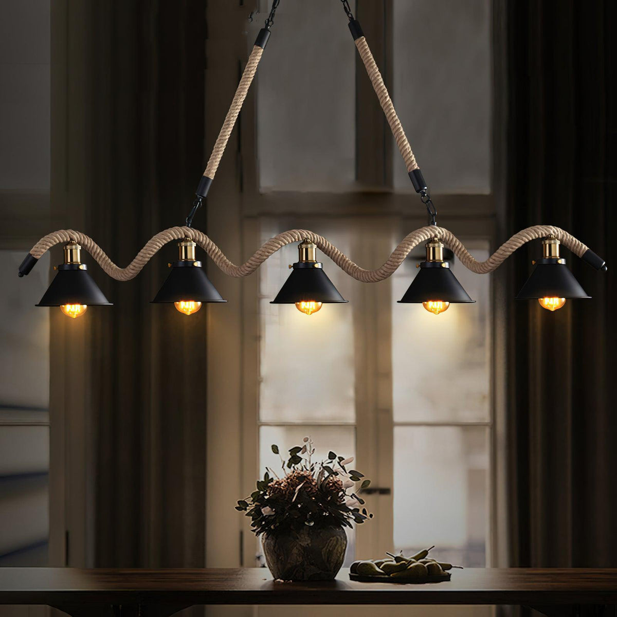 Lustre Clavecin en jute et fer – vue 6