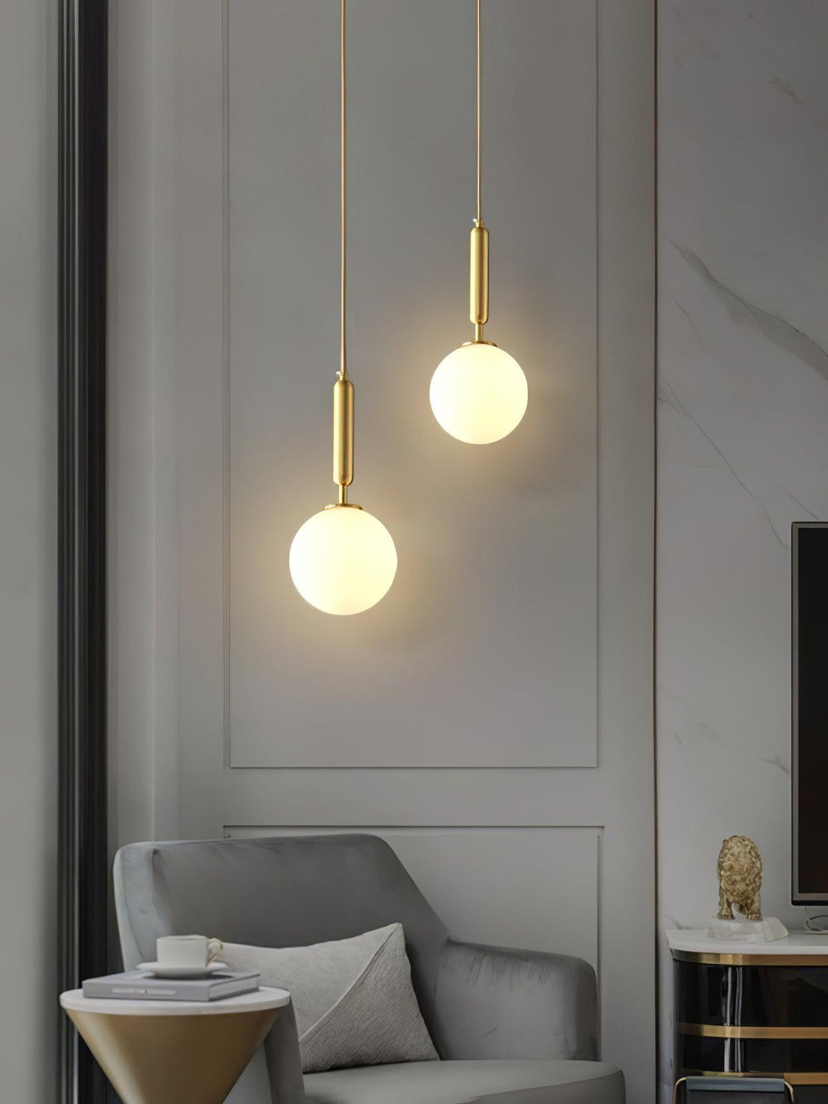 Suspension Grenat en laiton et verre – vue 11