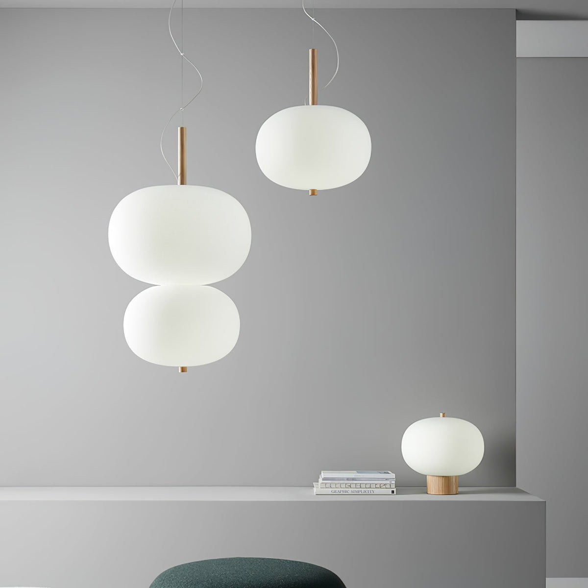 Suspension Ségur en verre et bois – vue 55