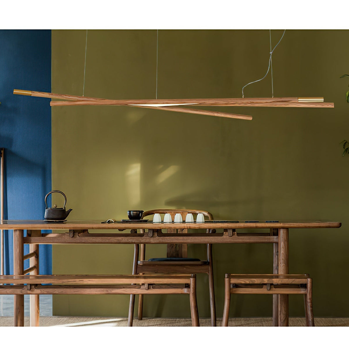 Lustre Saturne en bois et métal – vue 10