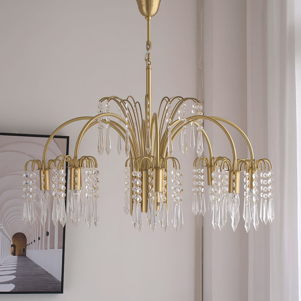 Lustre Uranie en cristal et laiton – vue 9