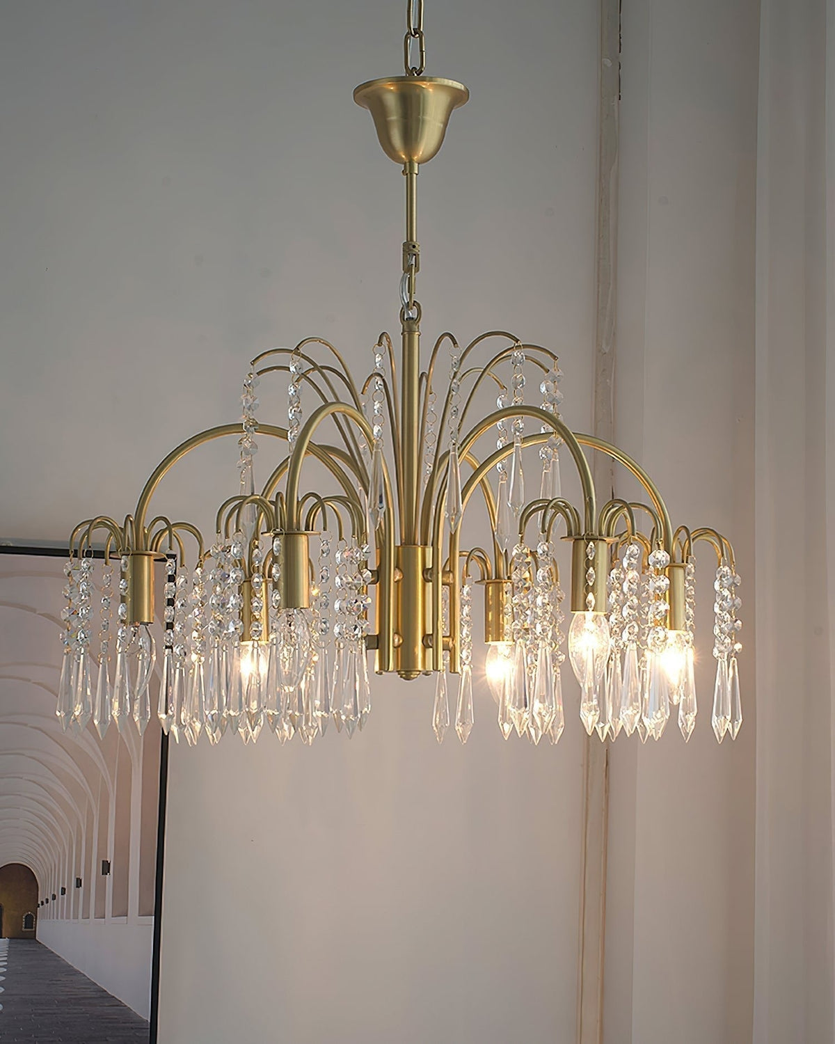 Lustre Uranie en cristal et laiton – vue 15
