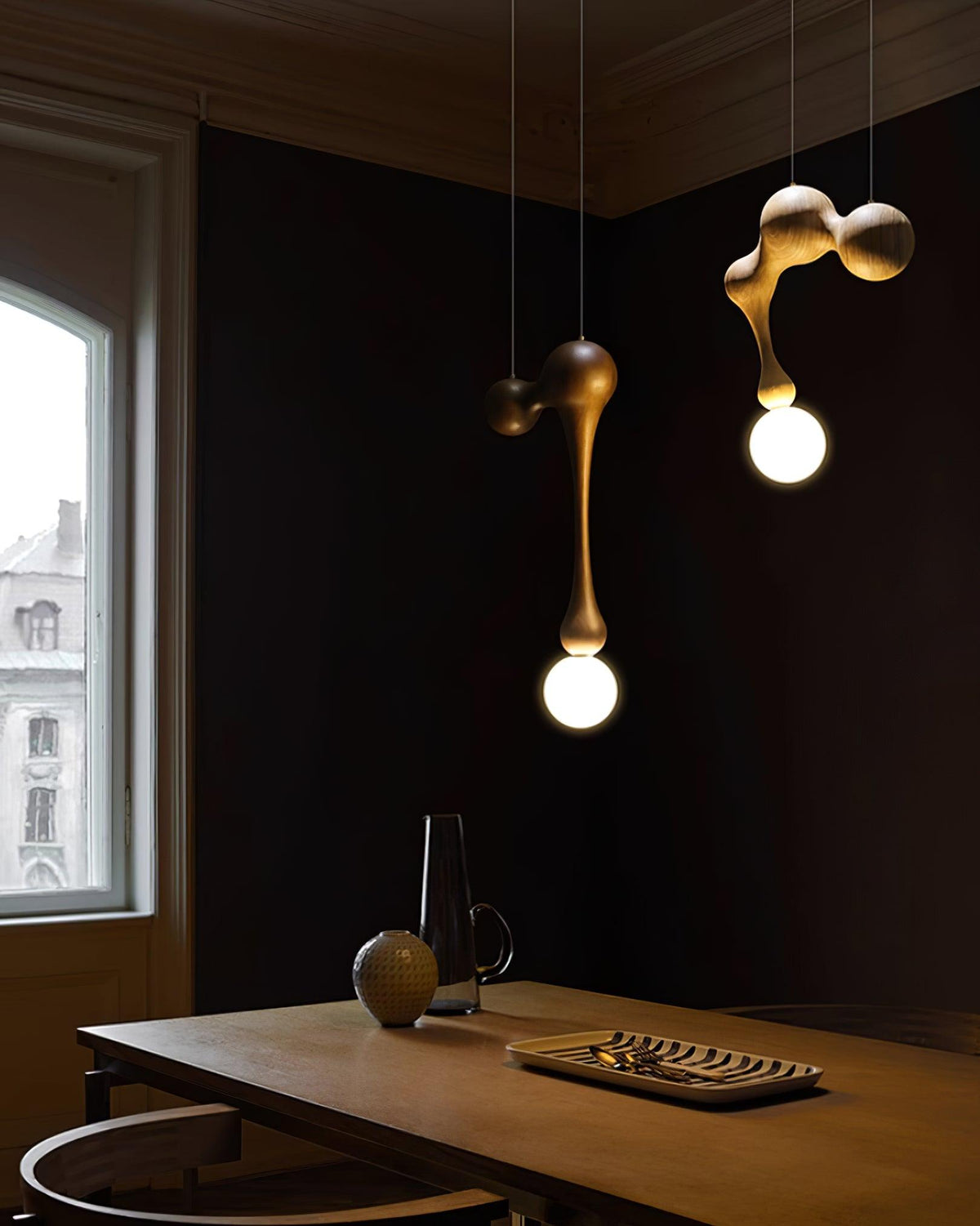 Suspension Mercure en bois et verre – vue 53