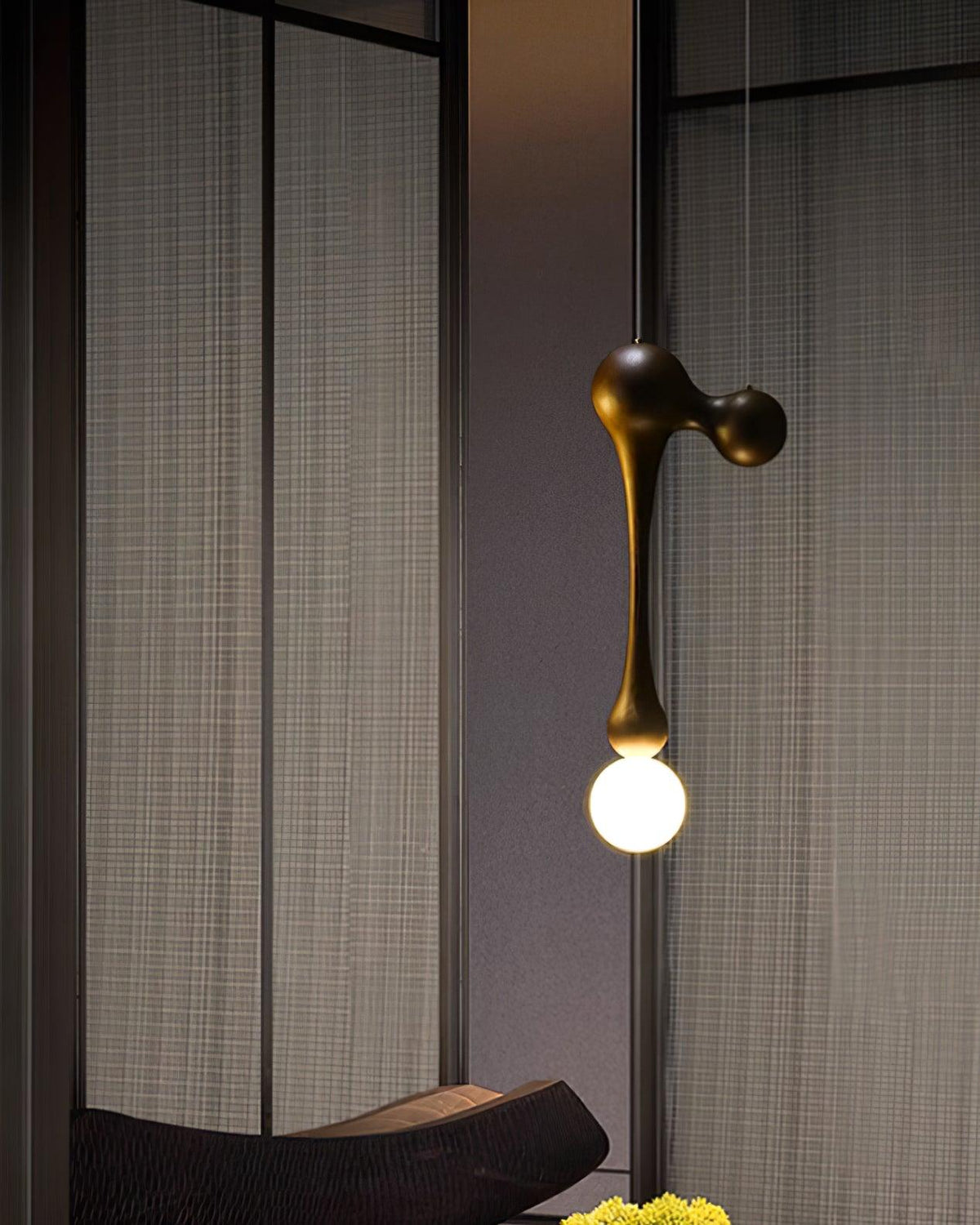 Suspension Mercure en bois et verre – vue 2