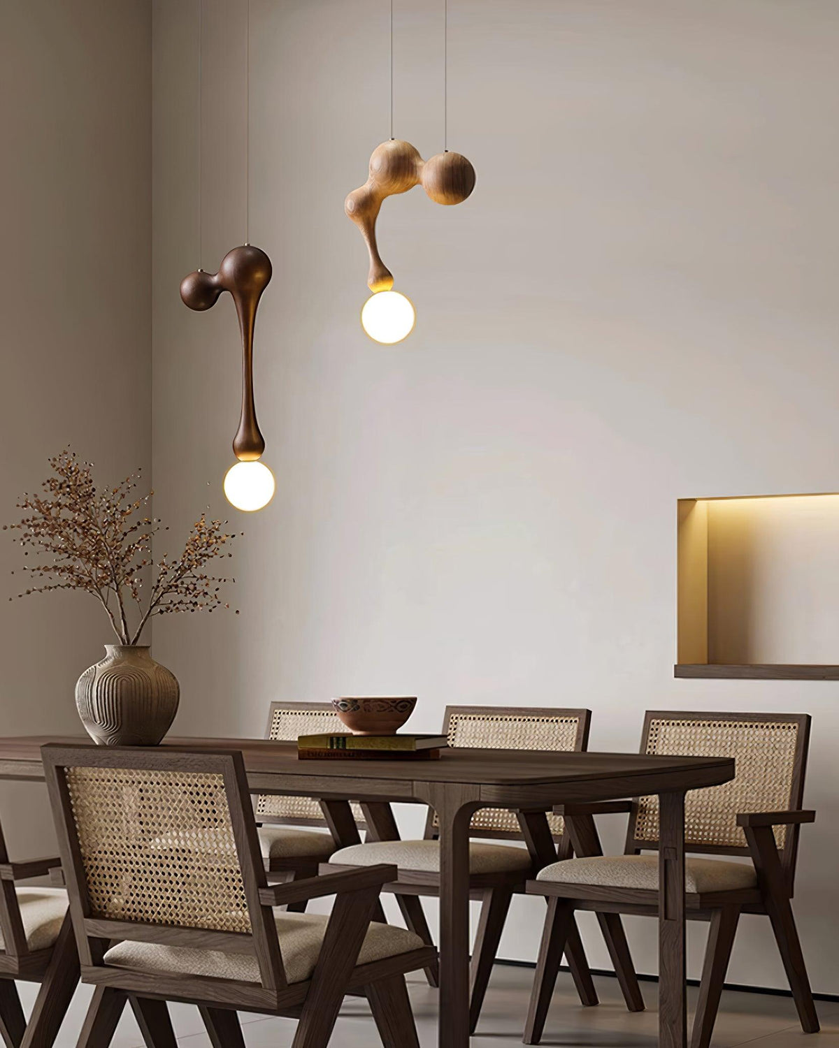 Suspension Mercure en bois et verre – vue 3