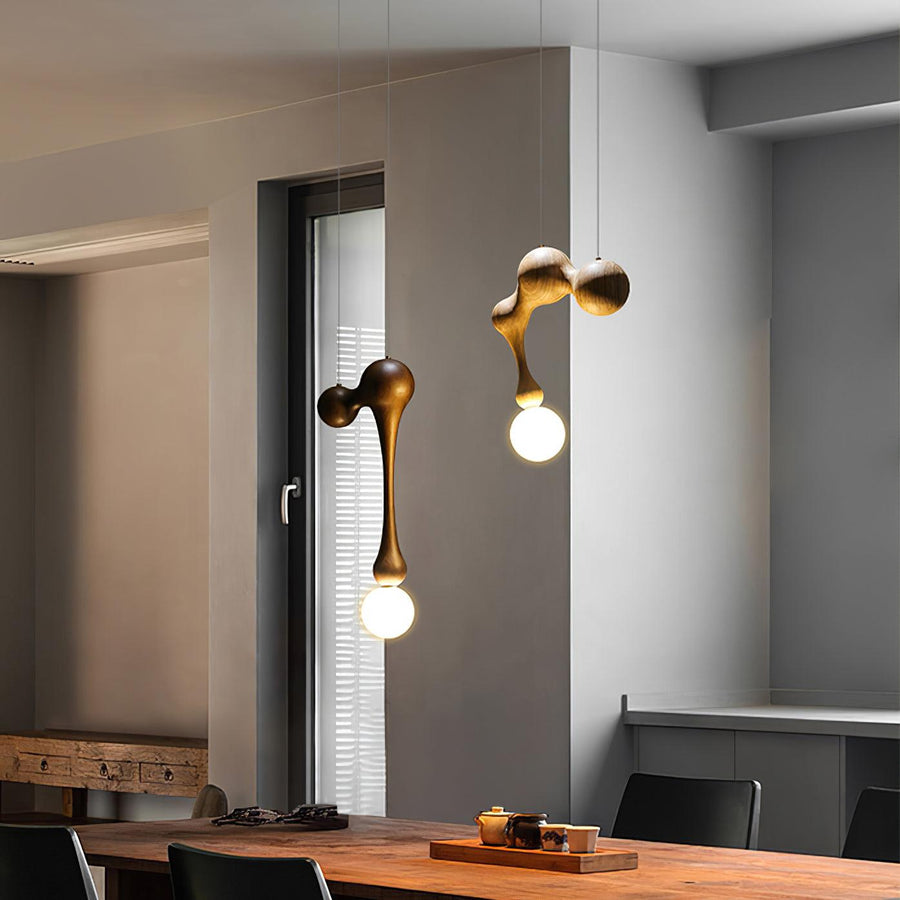 Suspension Mercure en bois et verre – vue 4