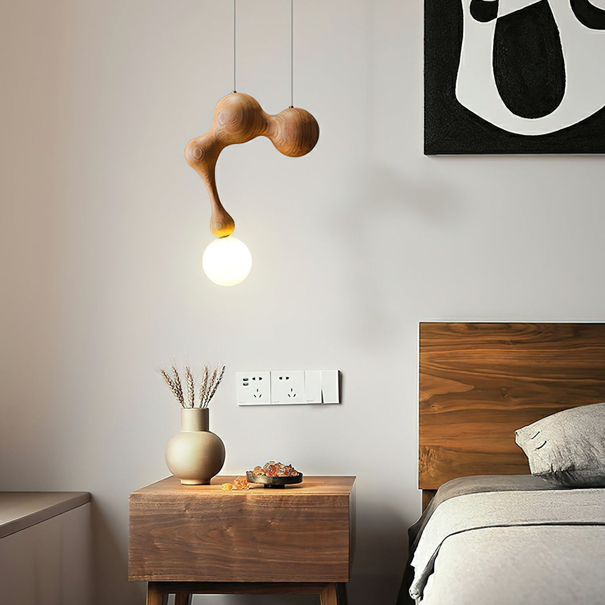 Suspension Mercure en bois et verre – vue 37