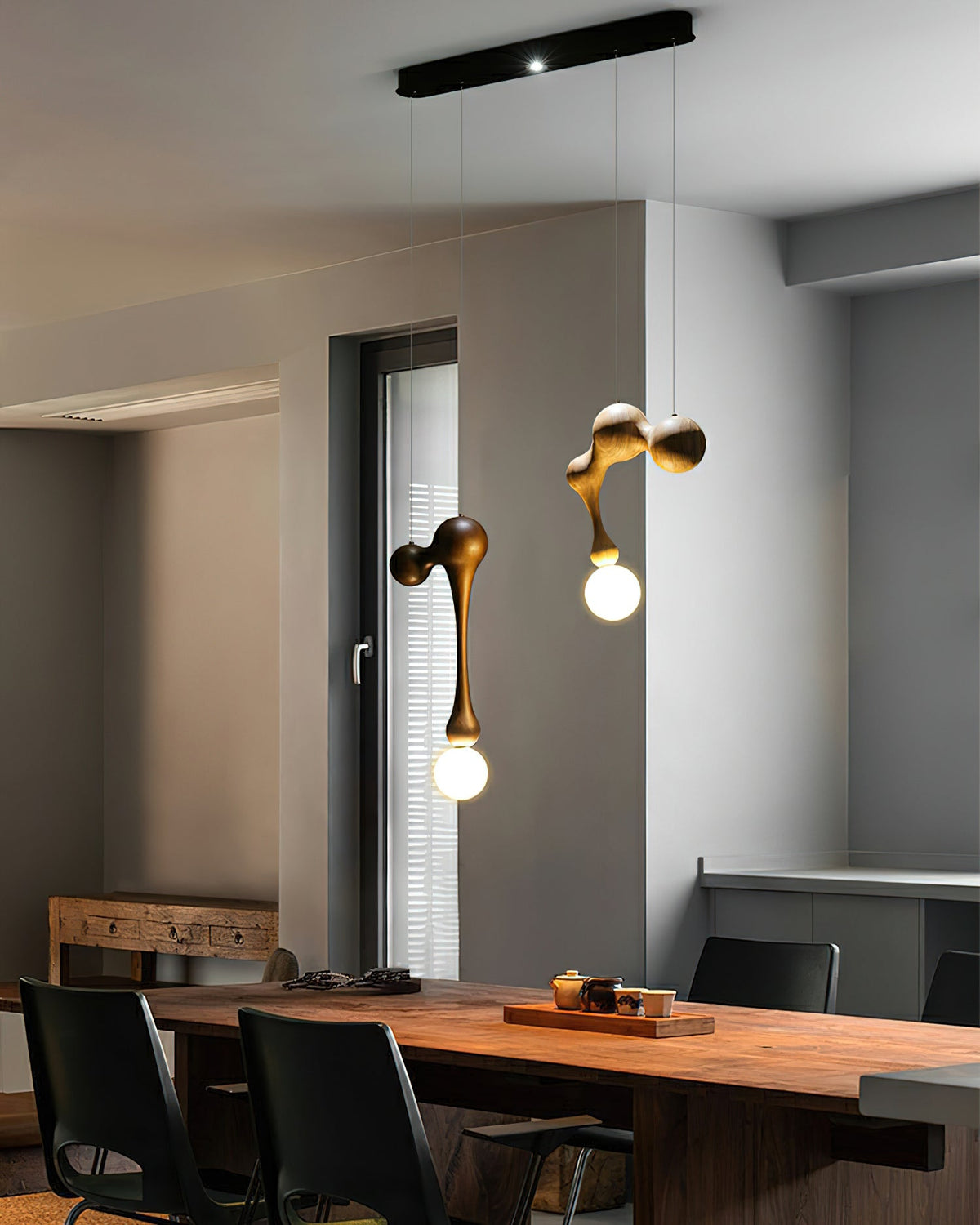 Suspension Mercure en bois et verre – vue 38