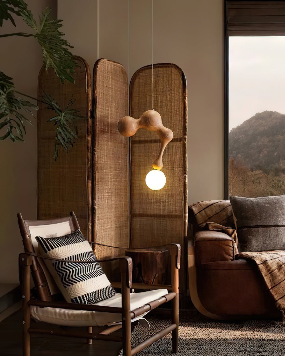Suspension Mercure en bois et verre – vue 27