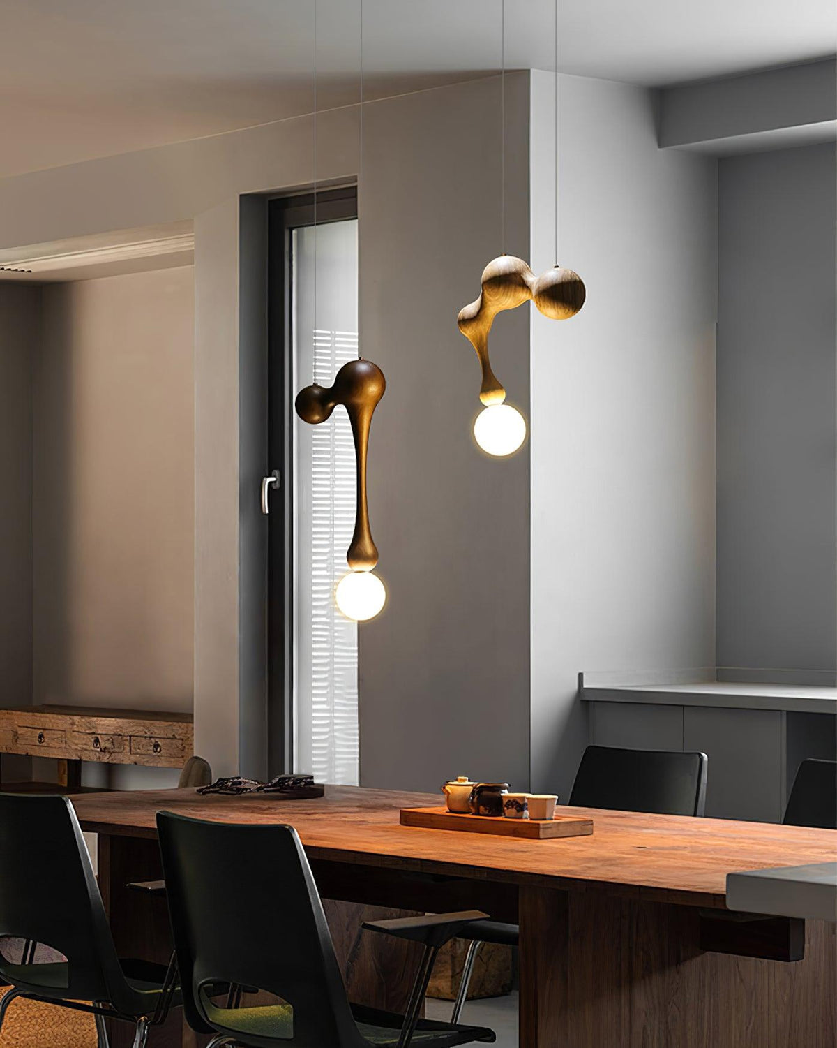 Suspension Mercure en bois et verre – vue 40