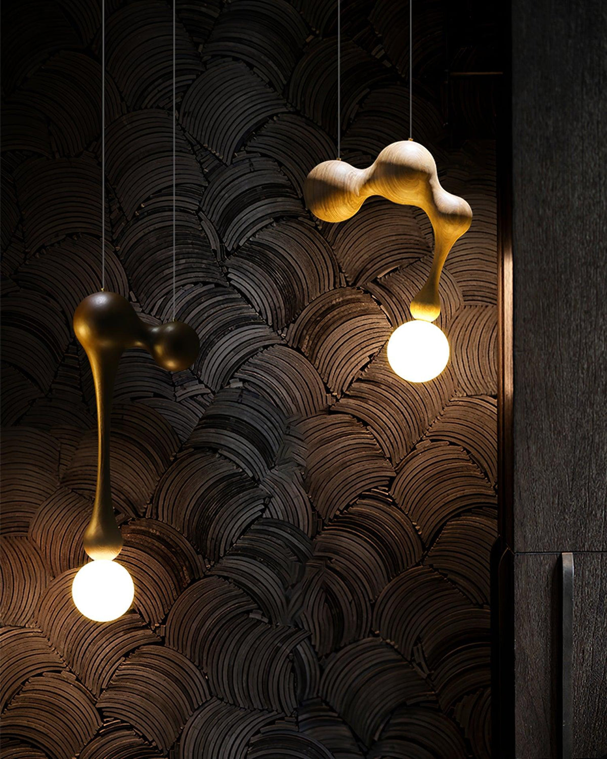 Suspension Mercure en bois et verre – vue 50