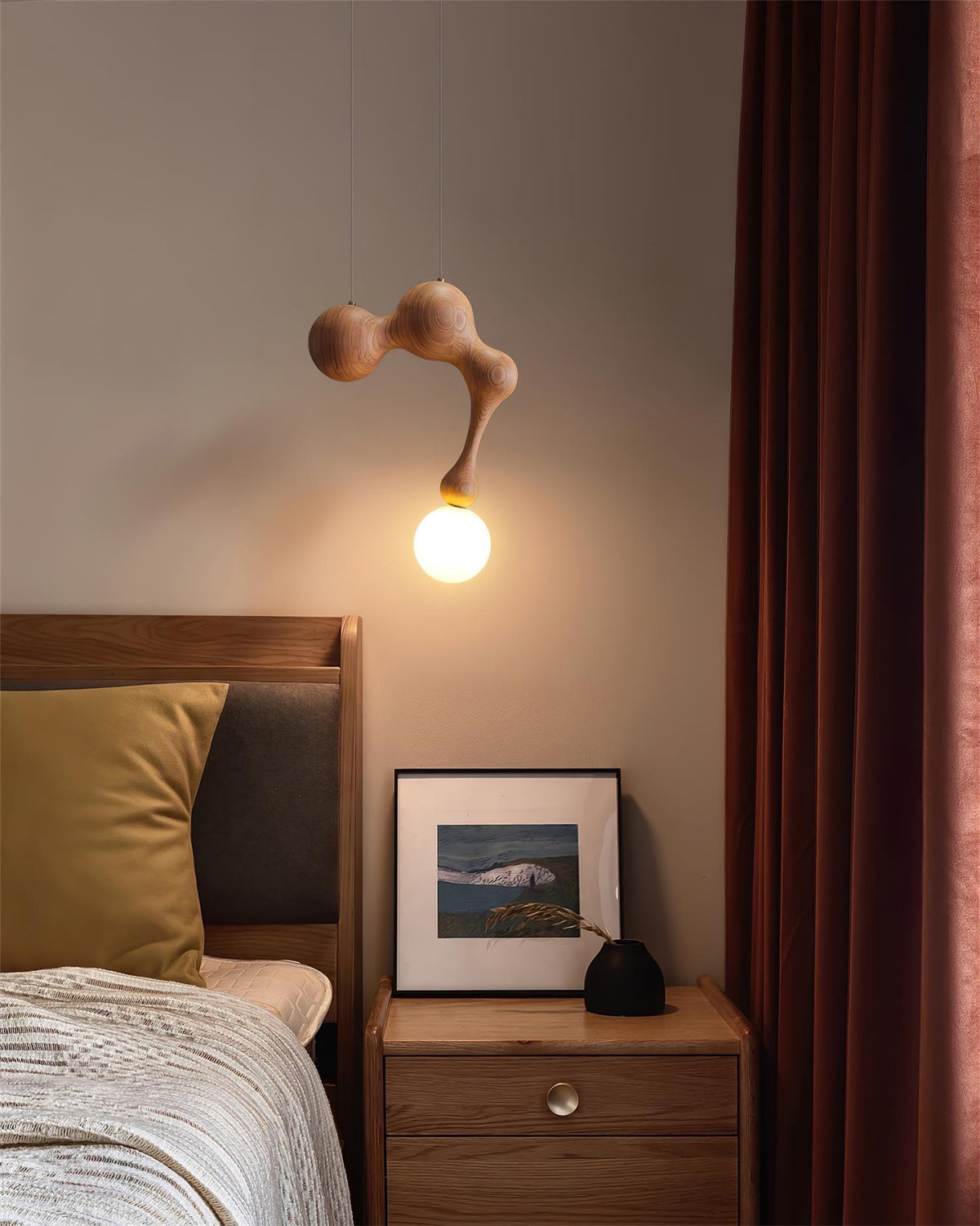 Suspension Mercure en bois et verre – vue 51