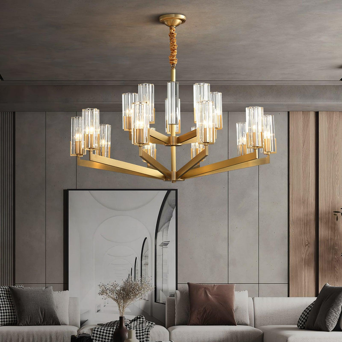 Lustre Source en verre et laiton – vue 16