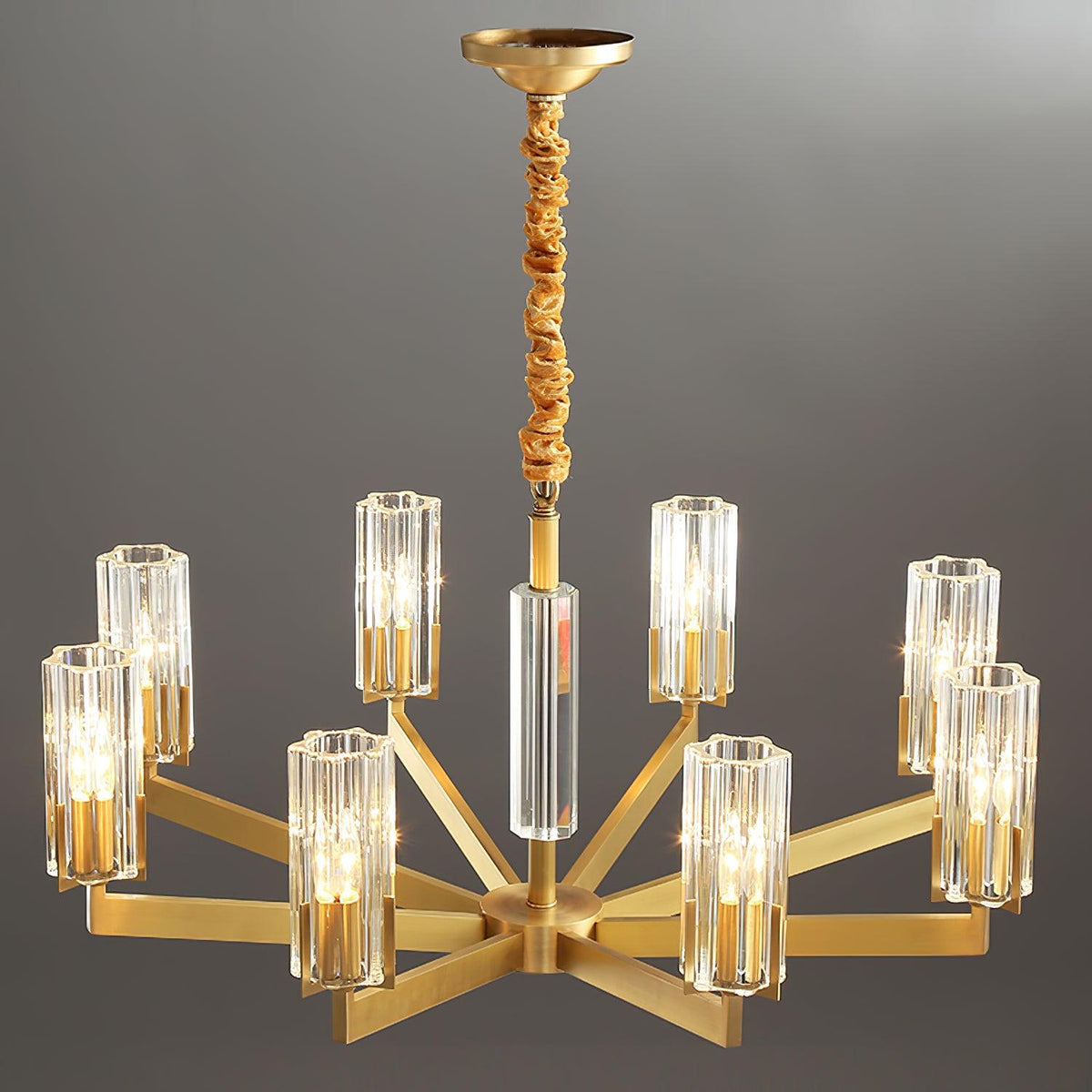 Lustre Source en verre et laiton – vue 2