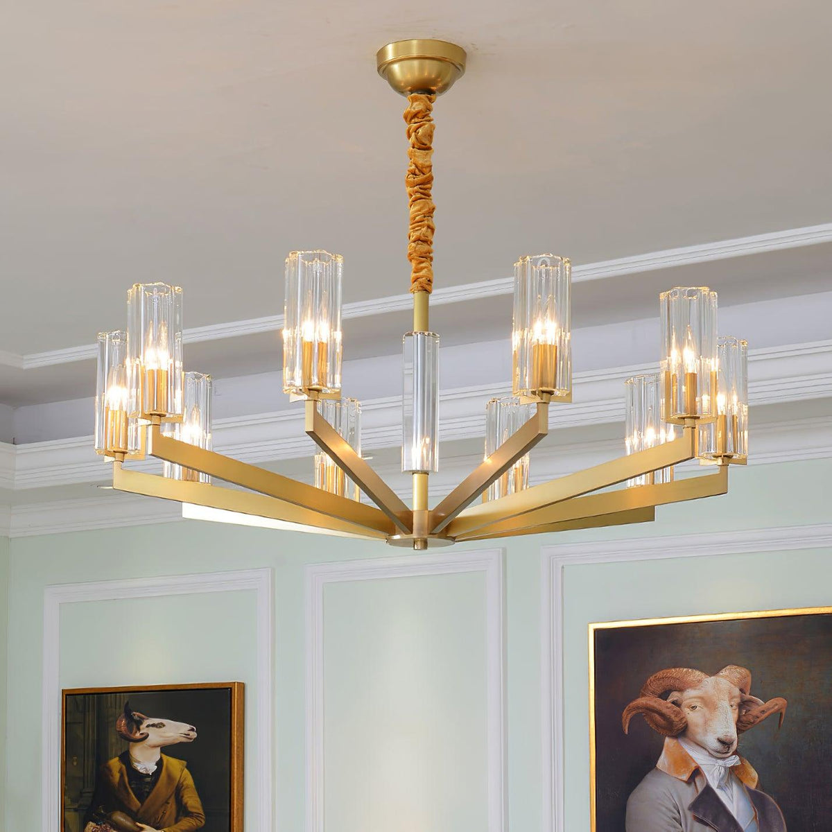 Lustre Source en verre et laiton – vue 29