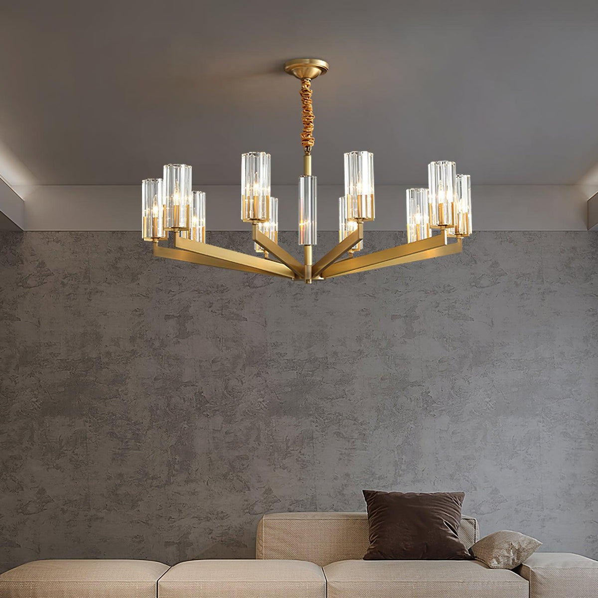 Lustre Source en verre et laiton – vue 34