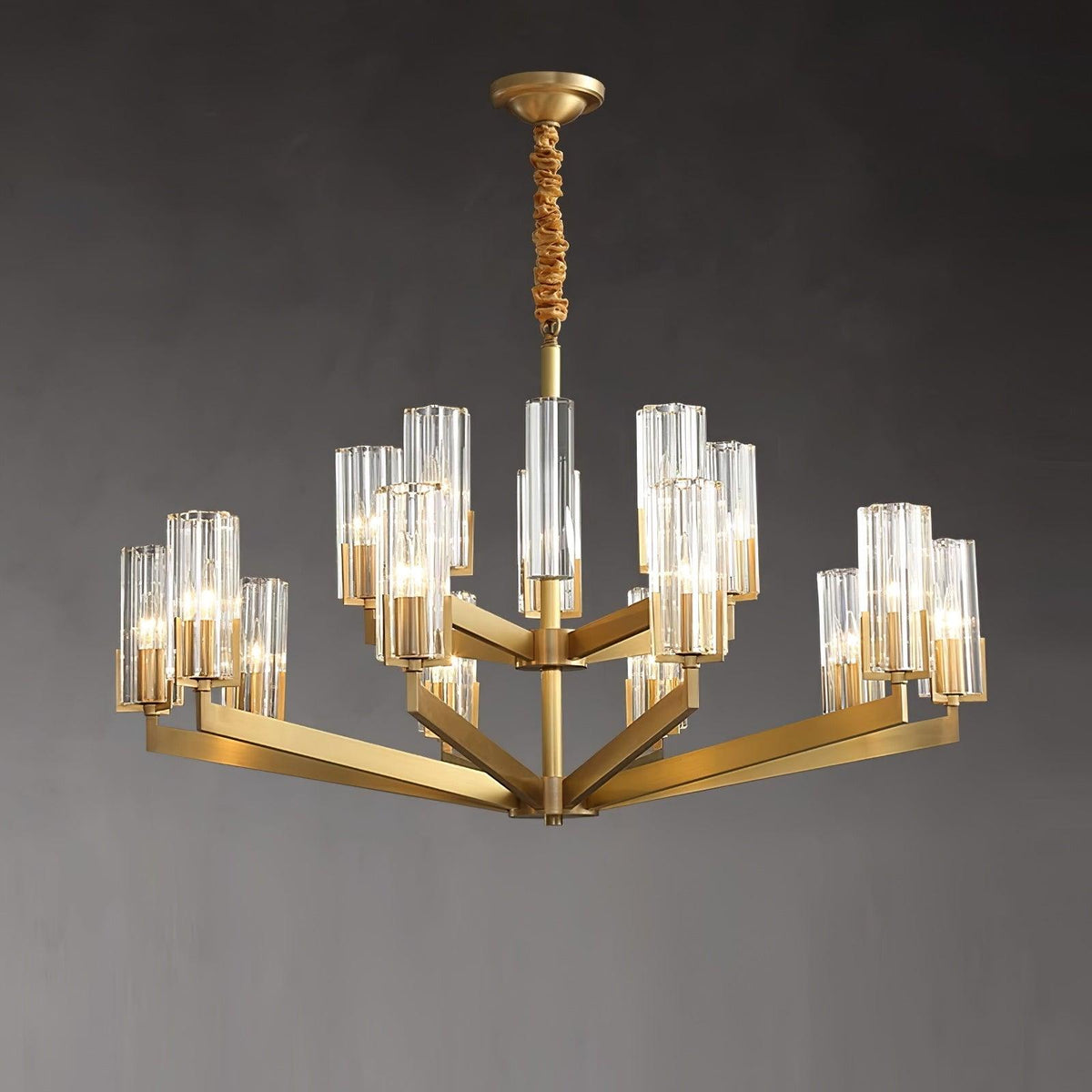 Lustre Source en verre et laiton – vue 18