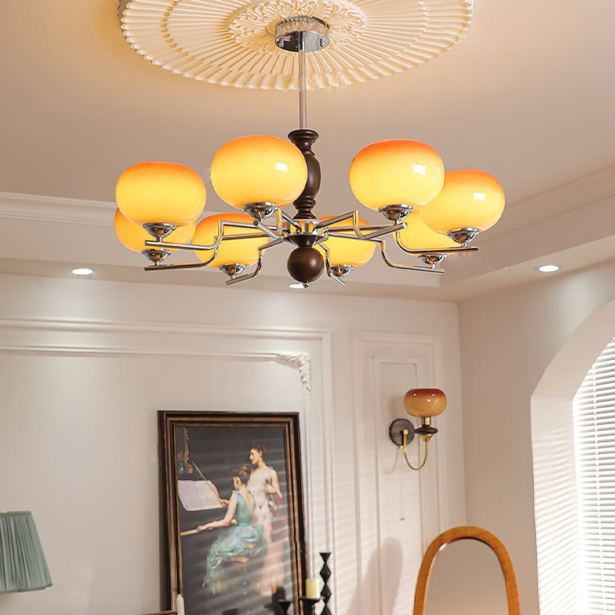 Lustre Galaxie en verre et bois – vue 16