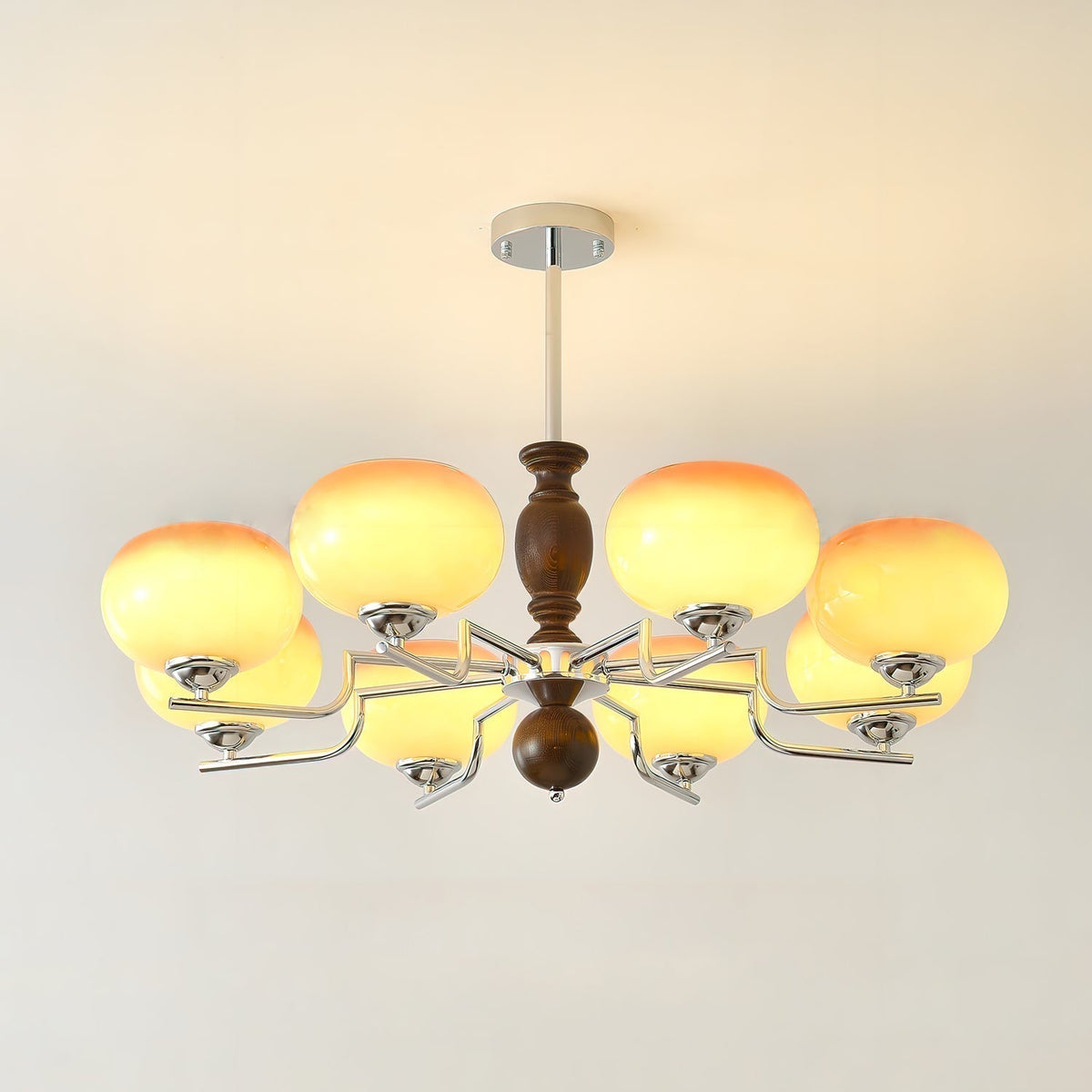 Lustre Galaxie en verre et bois – vue 6