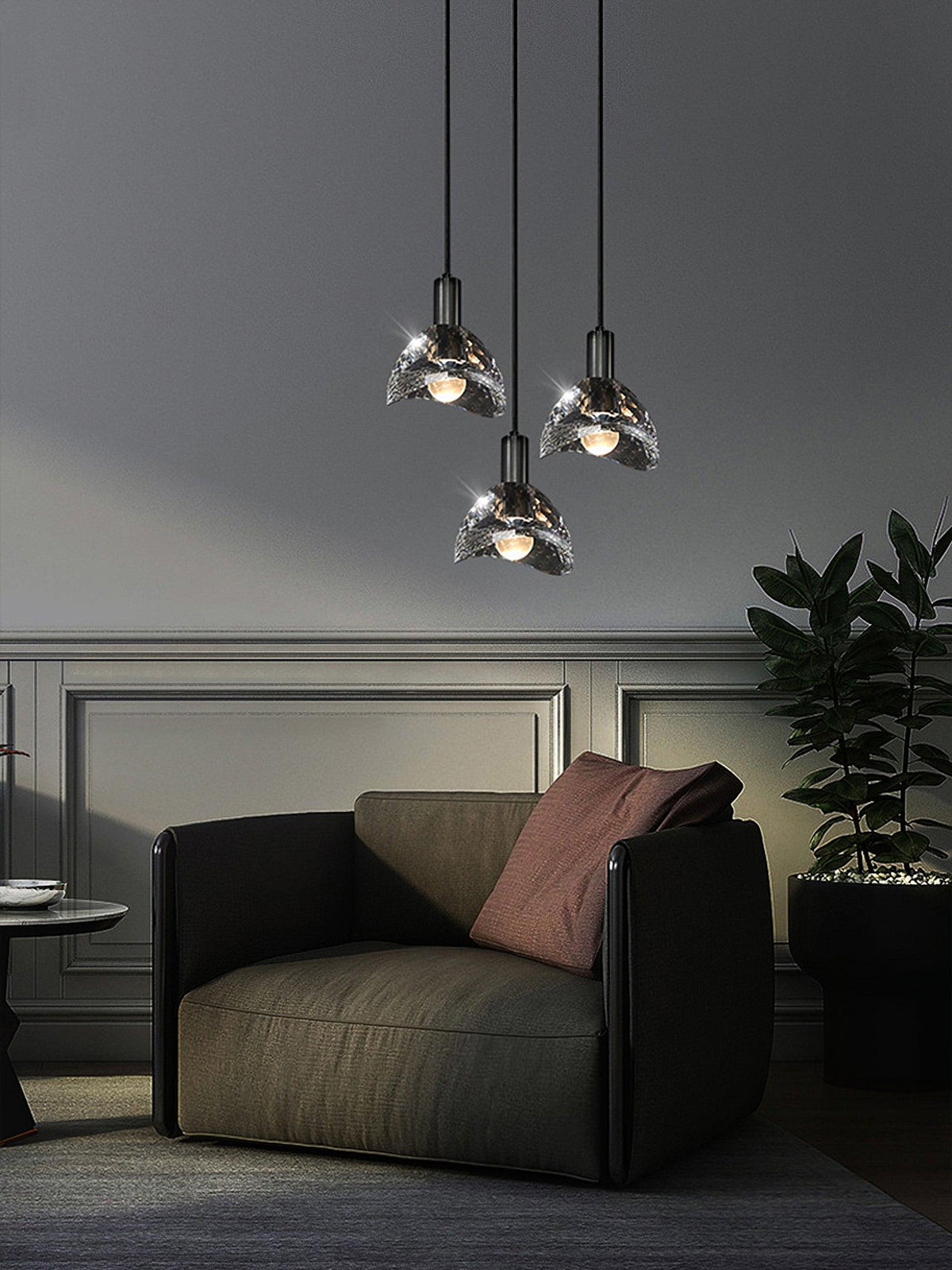 Suspension Gerbe en verre et cuivre – vue 34