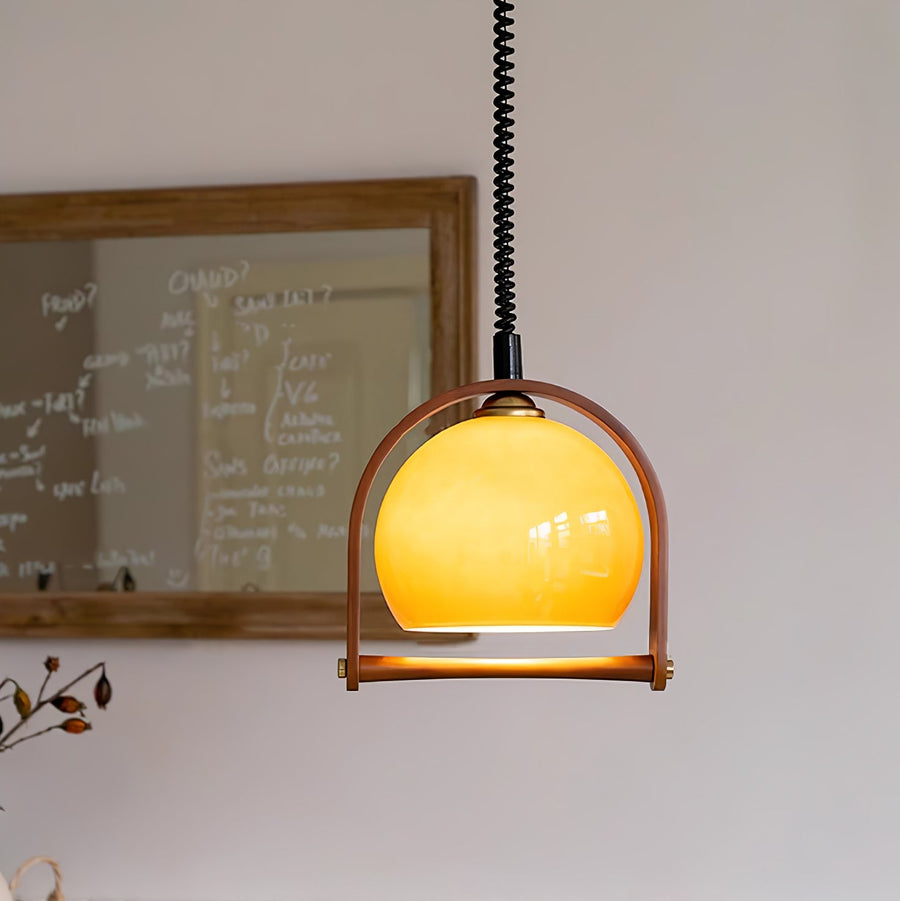 Suspension Orme en verre et bois – vue 2
