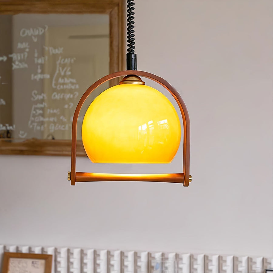 Suspension Orme en verre et bois – vue 4