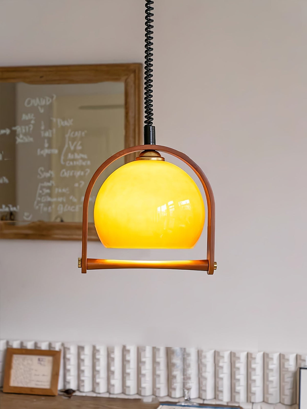 Suspension Orme en verre et bois – vue 7
