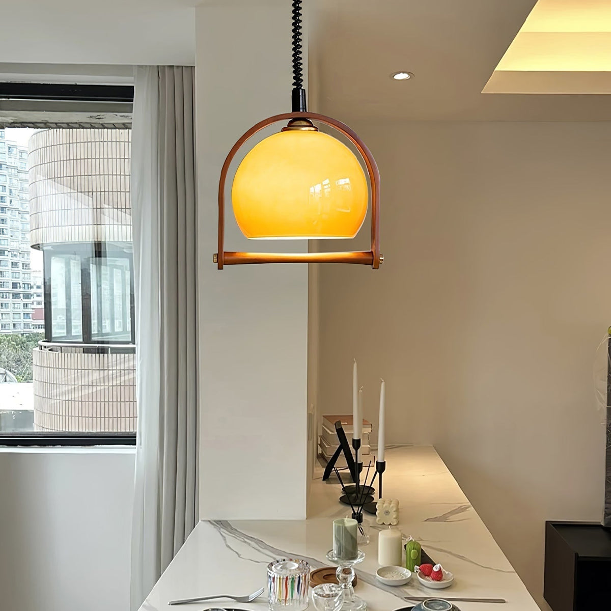 Suspension Orme en verre et bois – vue 14