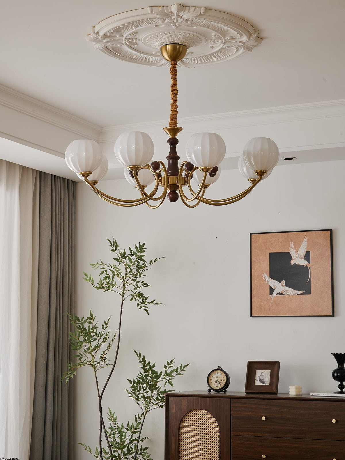 Lustre Malachite en bois et verre – vue 36