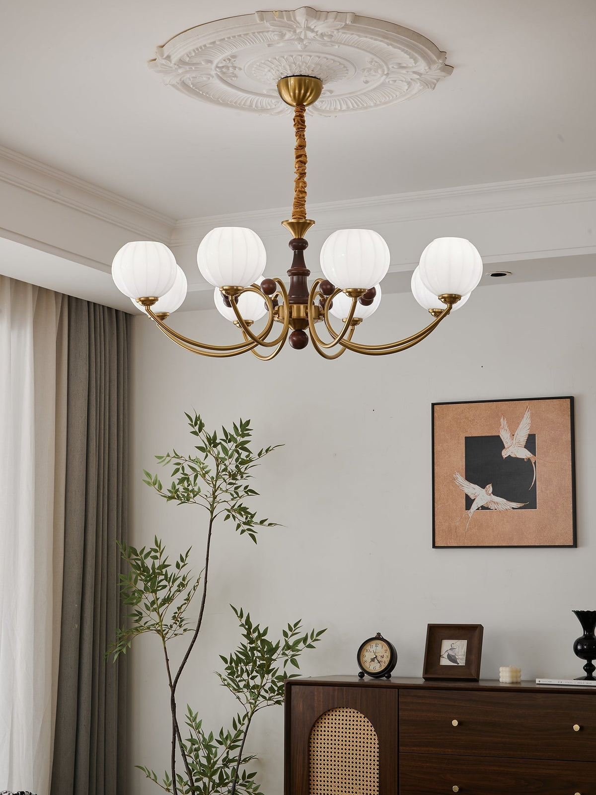 Lustre Malachite en bois et verre – vue 37
