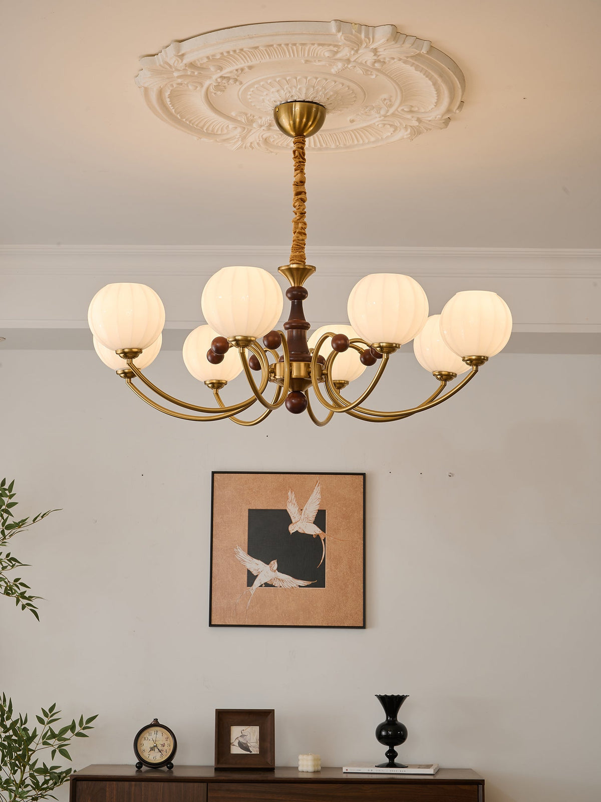 Lustre Malachite en bois et verre – vue 6