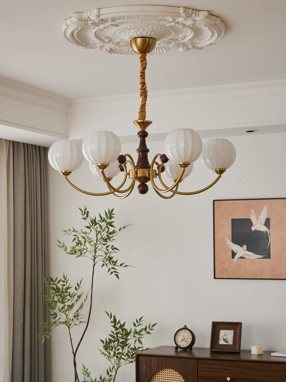 Lustre Malachite en bois et verre – vue 18