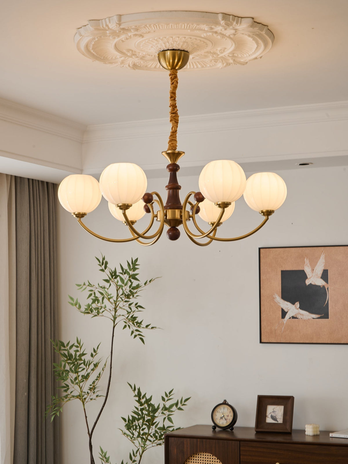 Lustre Malachite en bois et verre – vue 20