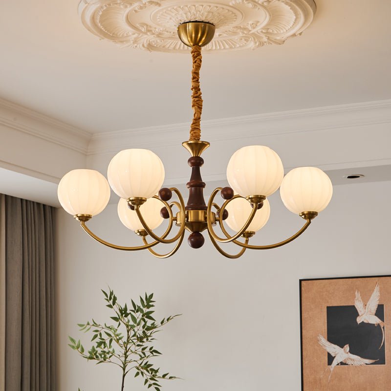 Lustre Malachite en bois et verre – vue 26