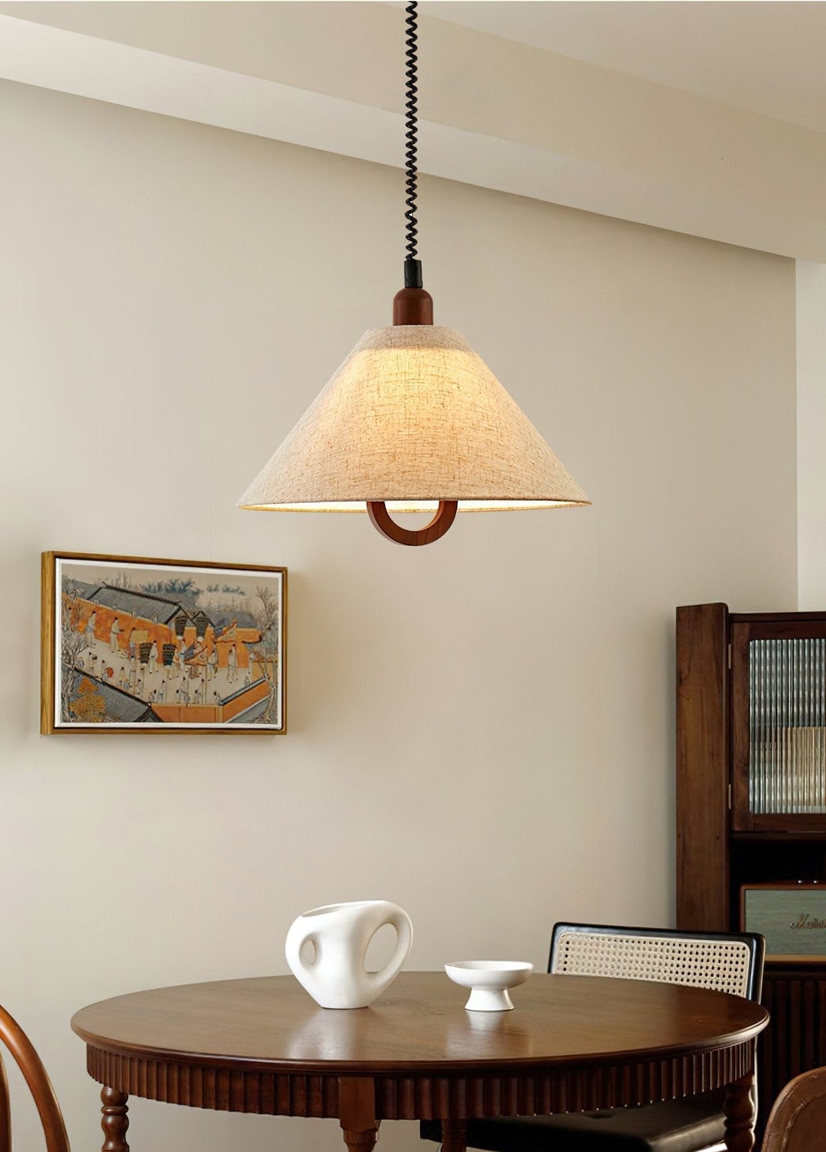 Suspension Lucerne en bois et tissu – vue 3