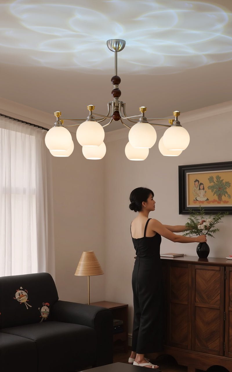 Lustre Honfleur en verre et bois – vue 12