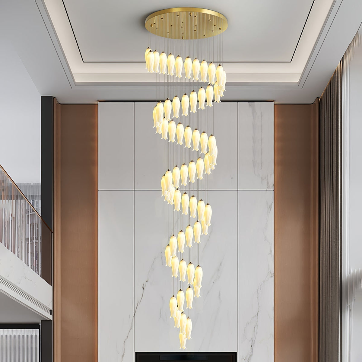 Lustre Gabrielle en albâtre et laiton – vue 49