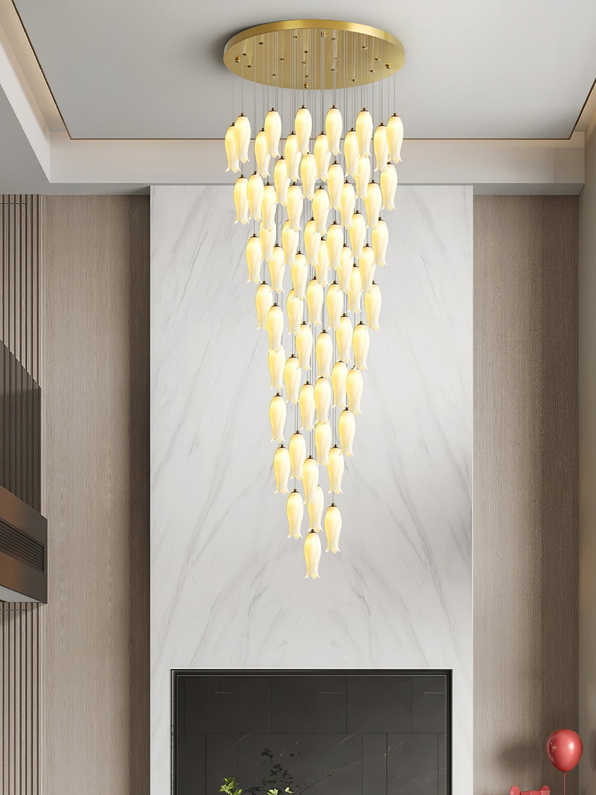 Lustre Gabrielle en albâtre et laiton – vue 23