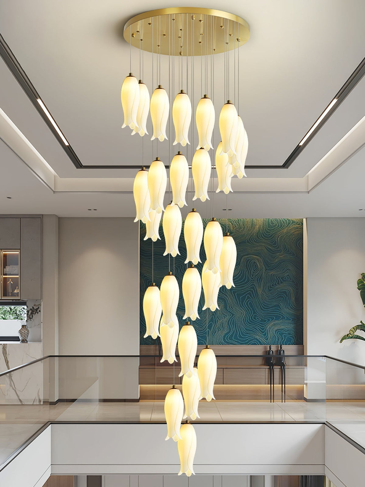 Lustre Gabrielle en albâtre et laiton – vue 34