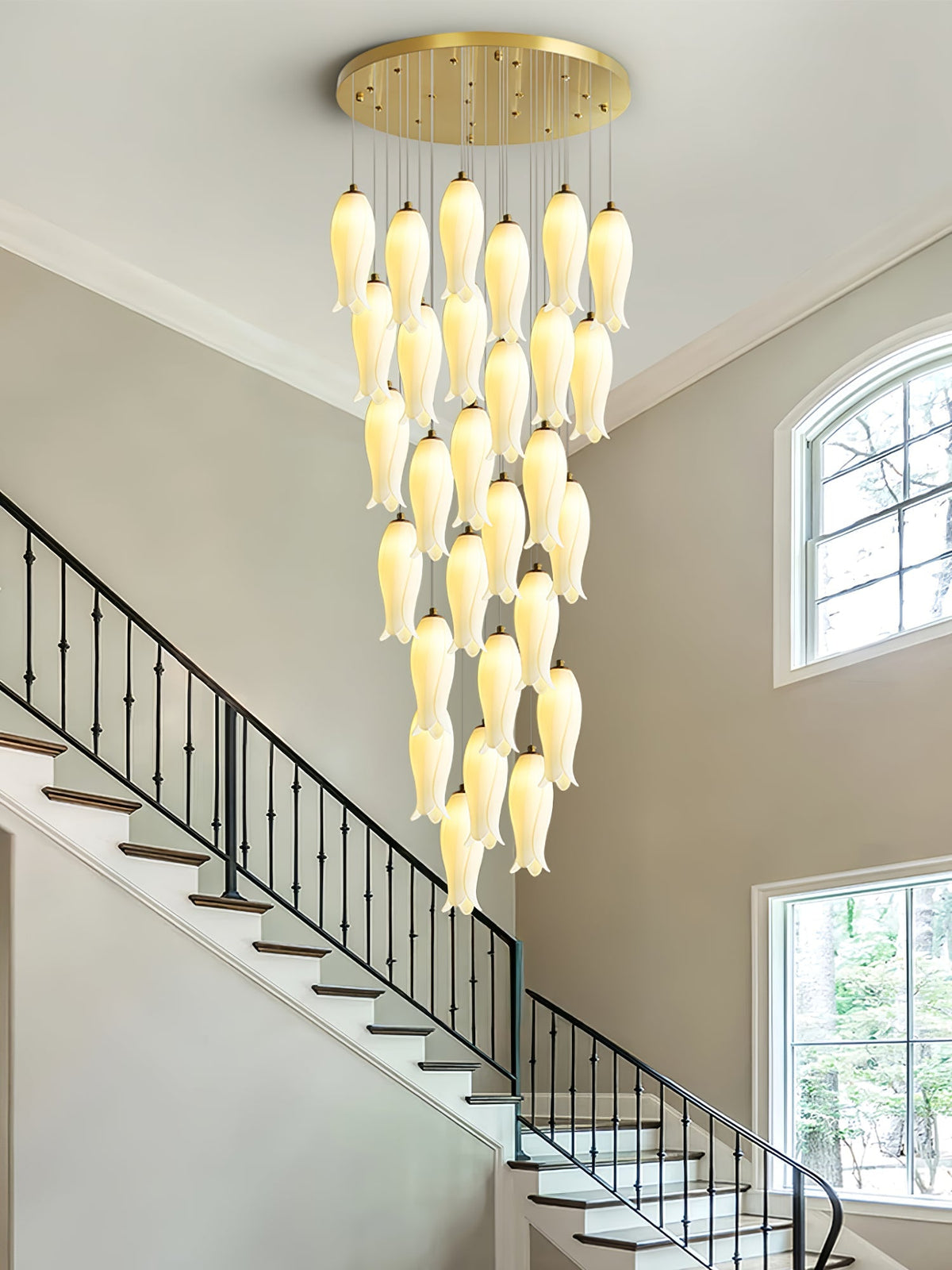 Lustre Gabrielle en albâtre et laiton – vue 45