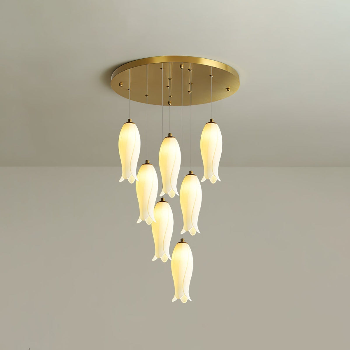 Lustre Gabrielle en albâtre et laiton – vue 31
