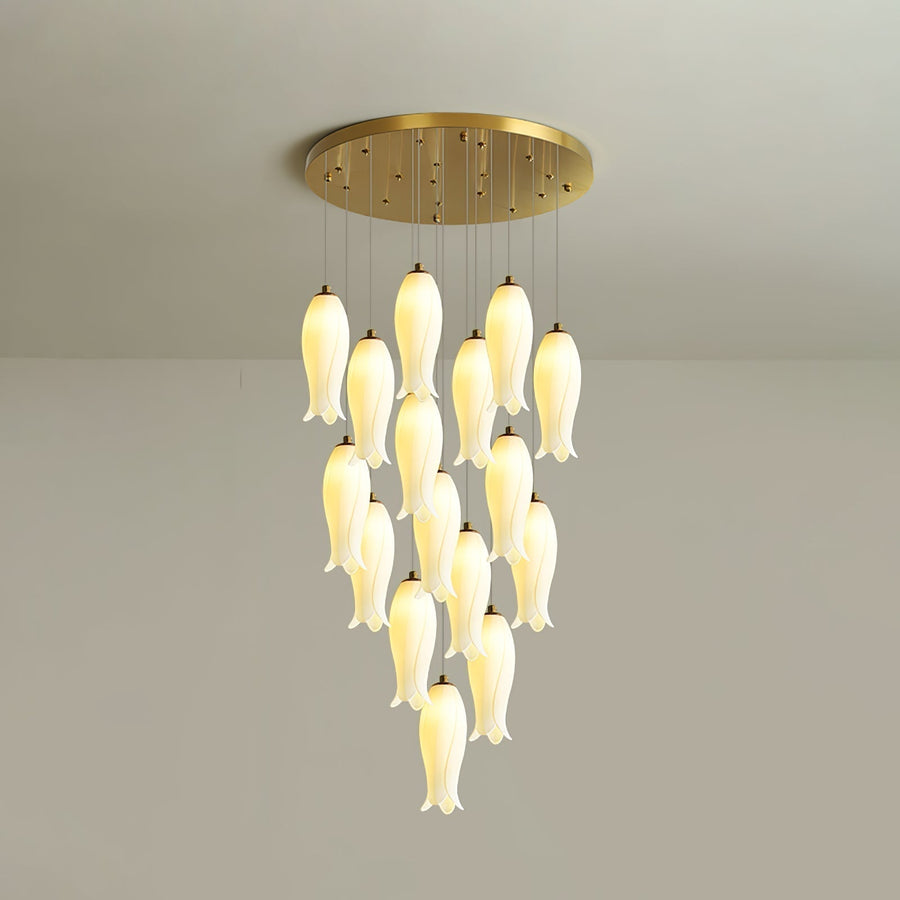 Lustre Gabrielle en albâtre et laiton – vue 2