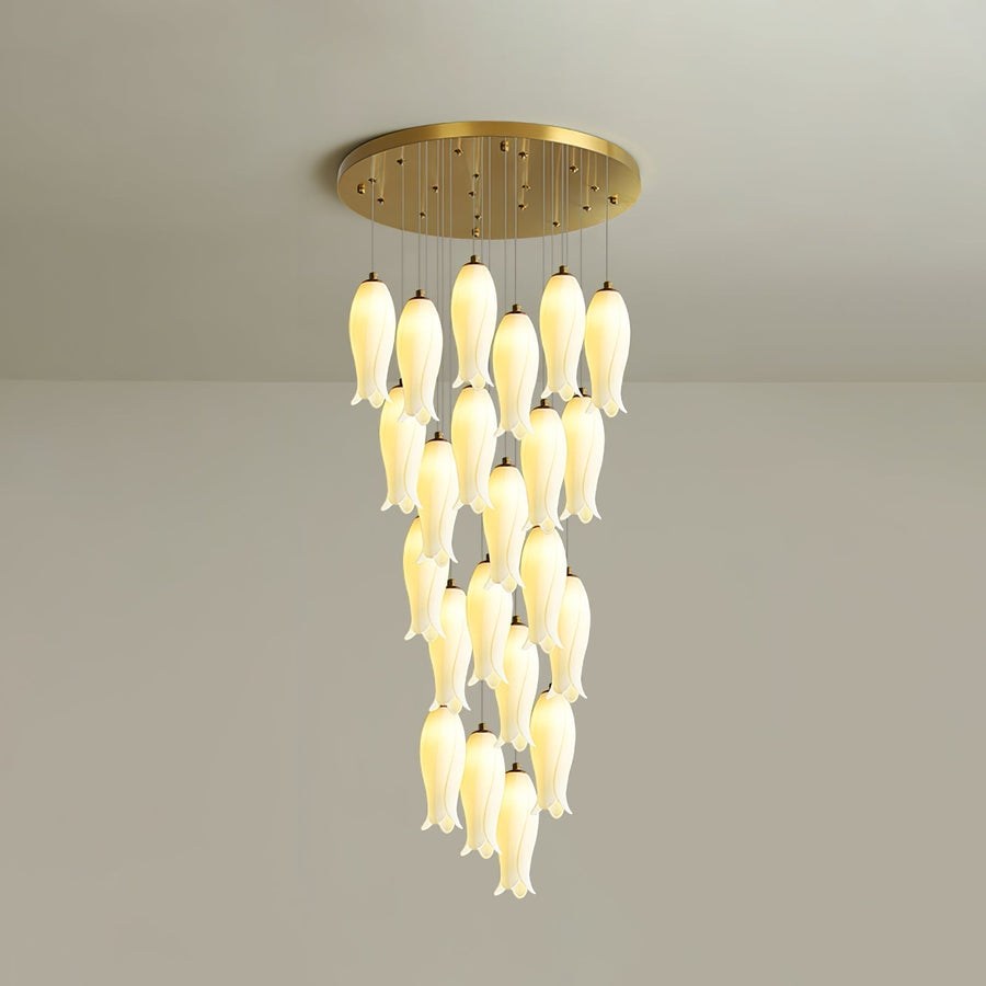 Lustre Gabrielle en albâtre et laiton – vue 3