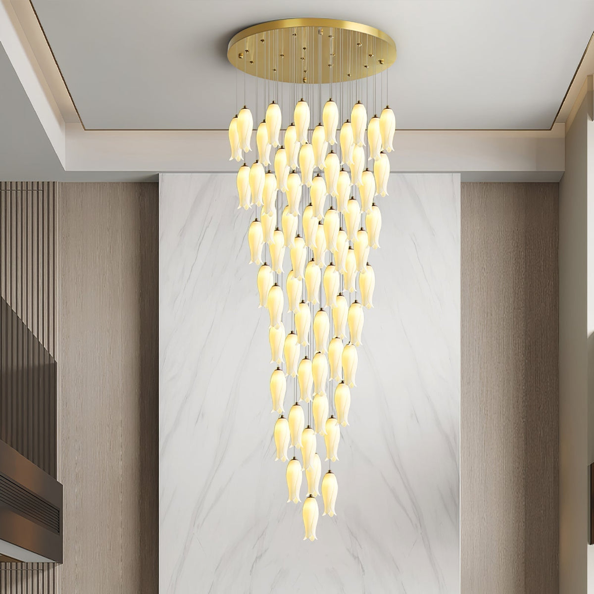 Lustre Gabrielle en albâtre et laiton – vue 40
