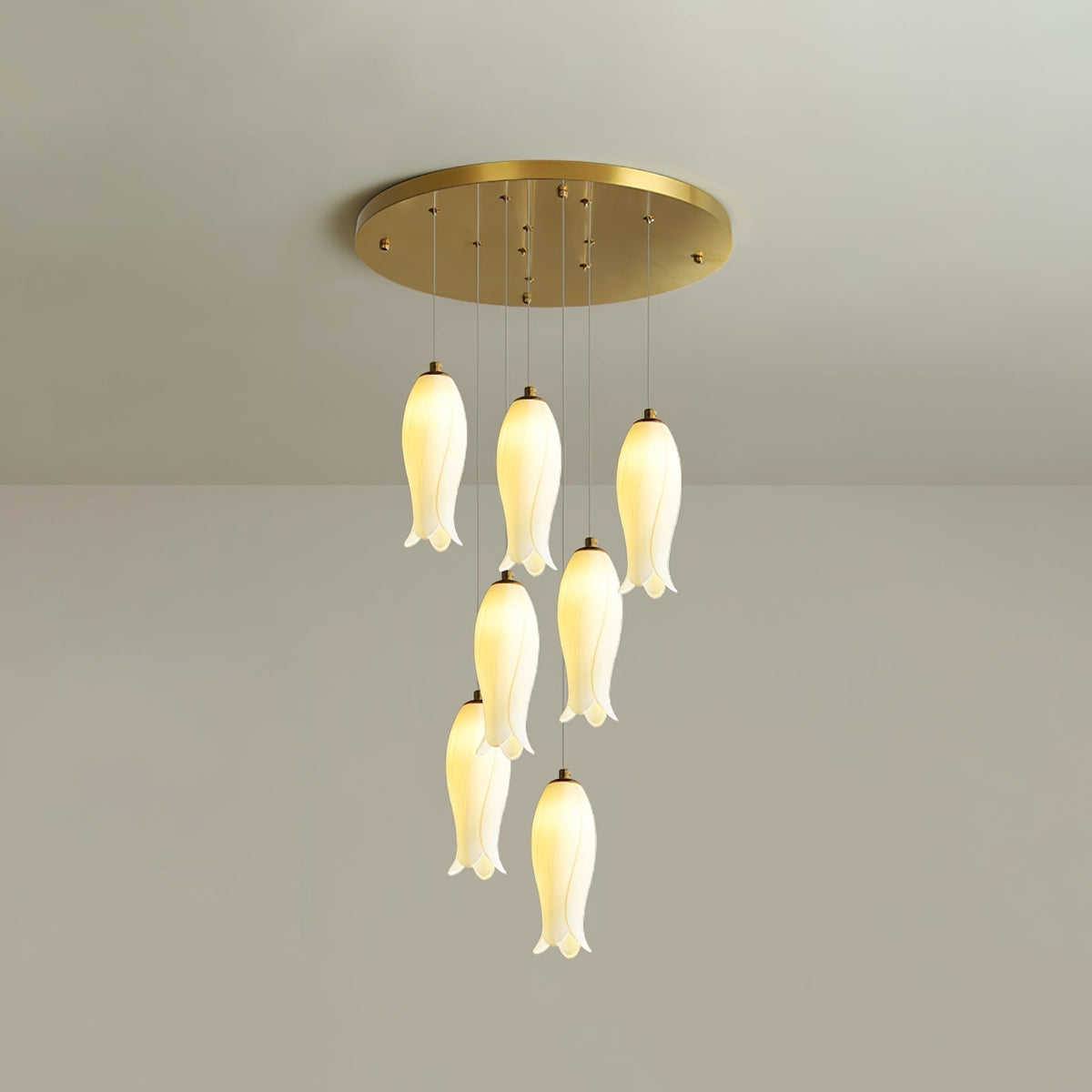 Lustre Gabrielle en albâtre et laiton – vue 8