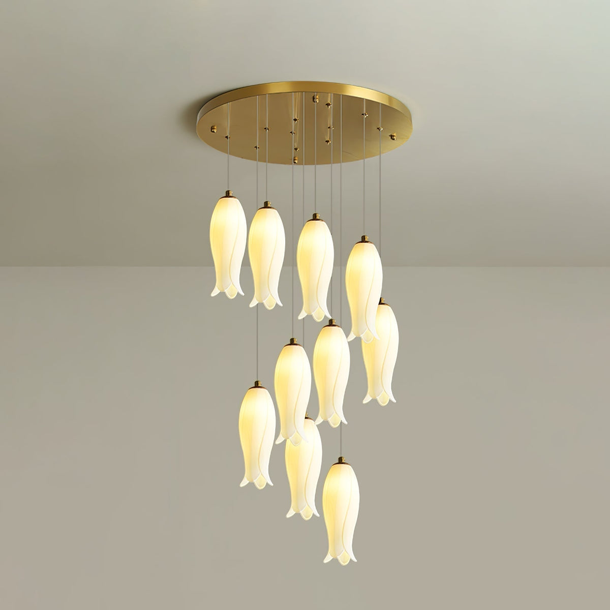 Lustre Gabrielle en albâtre et laiton – vue 9