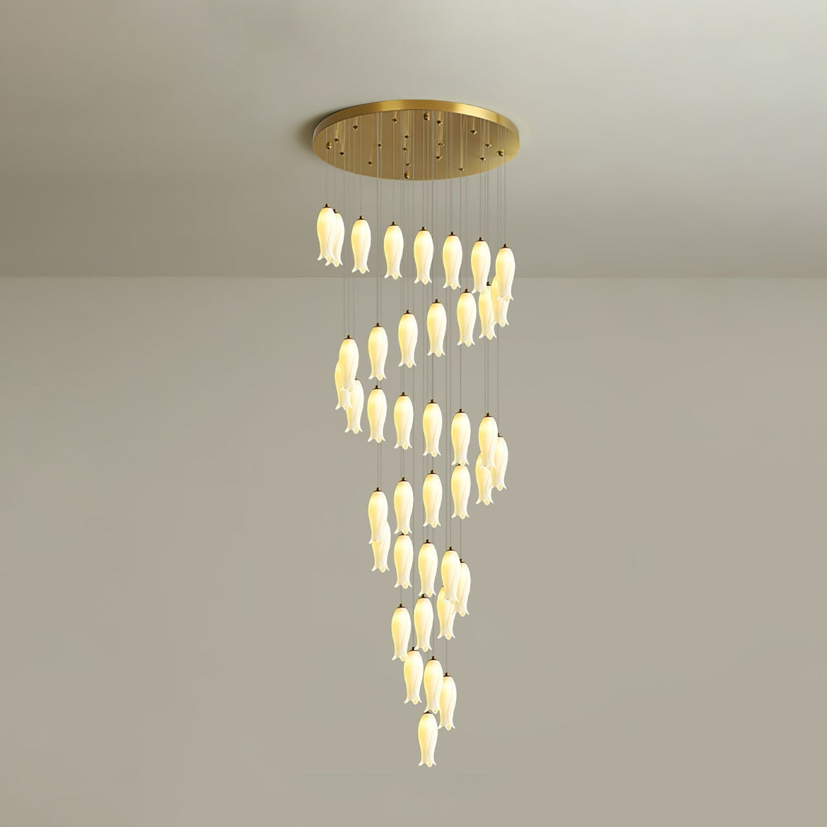 Lustre Gabrielle en albâtre et laiton – vue 14