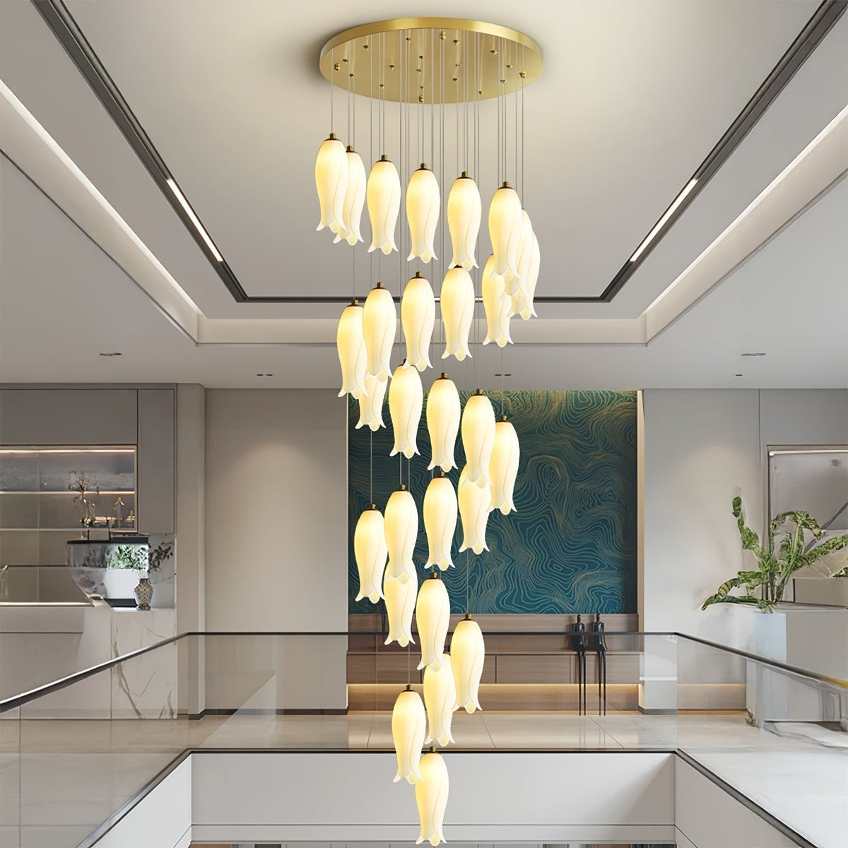 Lustre Gabrielle en albâtre et laiton – vue 50