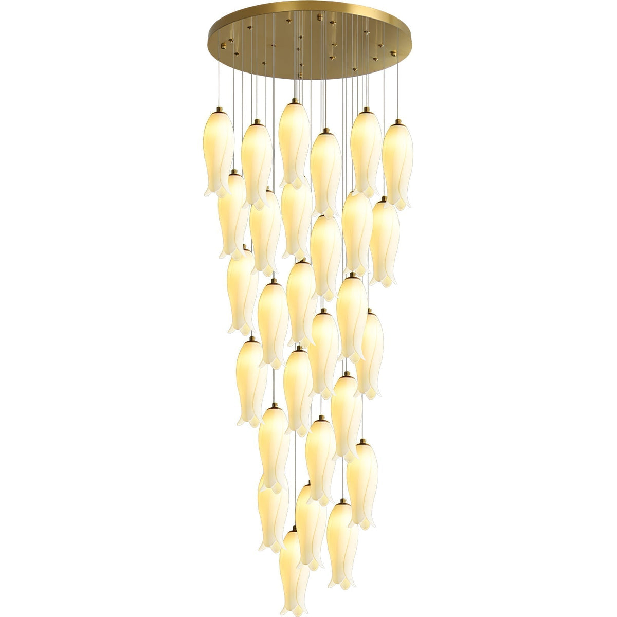 Lustre Gabrielle en albâtre et laiton – vue 19