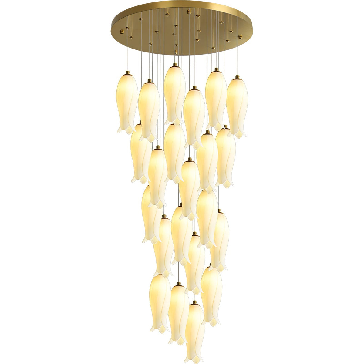 Lustre Gabrielle en albâtre et laiton – vue 20